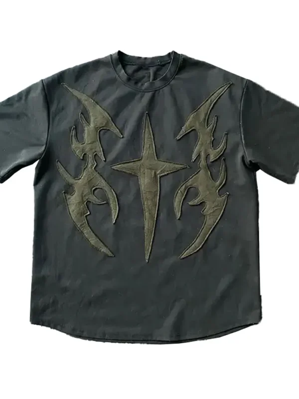 Embroidered Patch Heavy Cotton Oversized Shirt