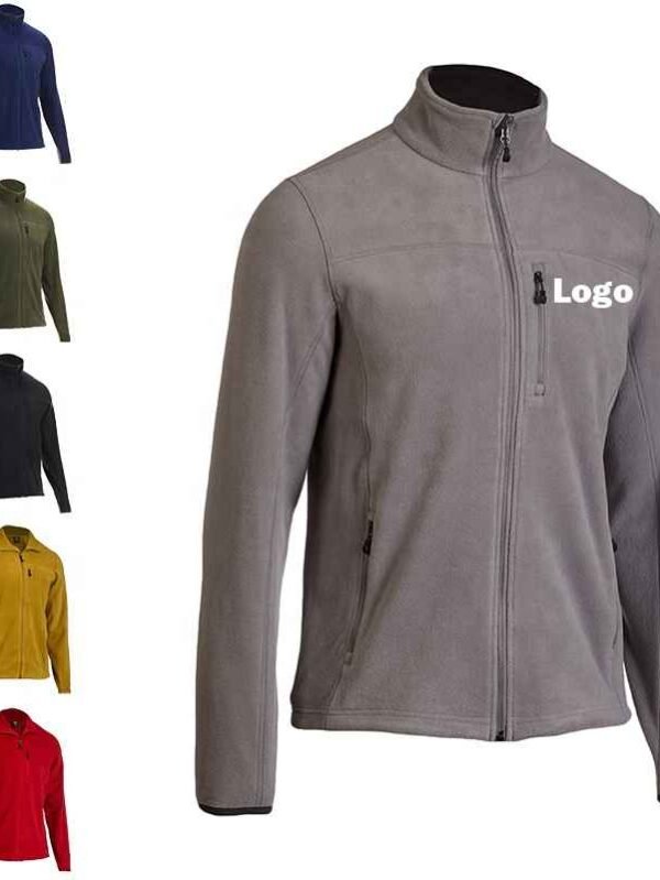 Wholesale Logo Outdoor Zipper Polyester Company uniform Staff polar Men's Full Zip Up Custom Tech Micro Polar Fleece Jacket Men