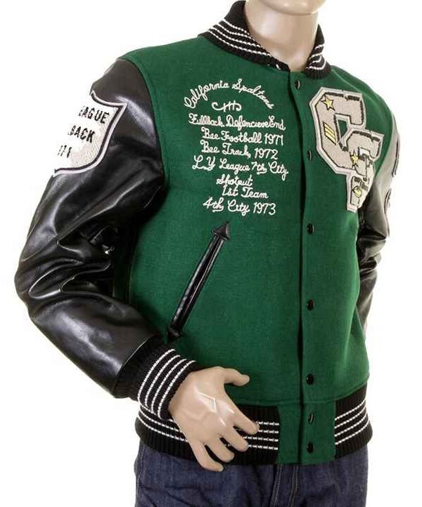 Custom leather sleeve towel embroidered bomber varsity jacket for men - Image 2