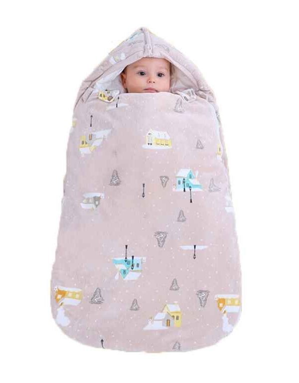 Wholesale Warm Newborn Sleeping Winter Hooded Swaddle Blanket for Baby
