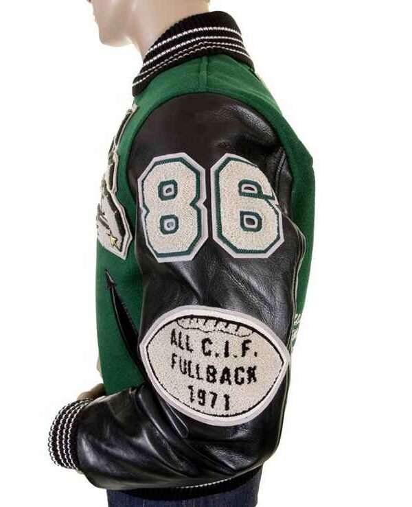 Custom leather sleeve towel embroidered bomber varsity jacket for men - Image 3