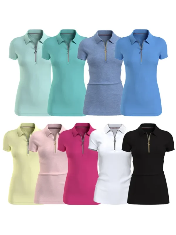 Custom Women's Zip Stand Collar Polo