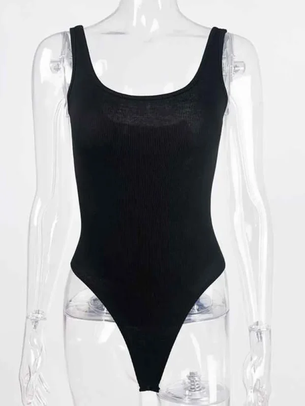 High-Quality Ribbed Sleeveless Bodysuit Outfit