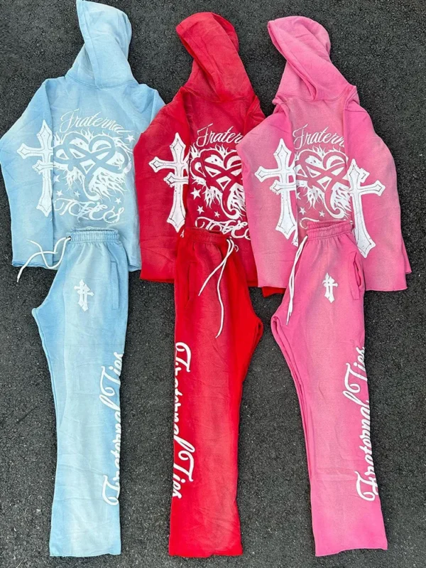Custom Logo Tracksuit Vintage Dyed Style