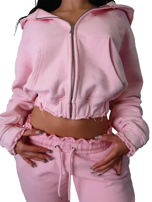 Distressed Tracksuit Set with Custom Embroidery