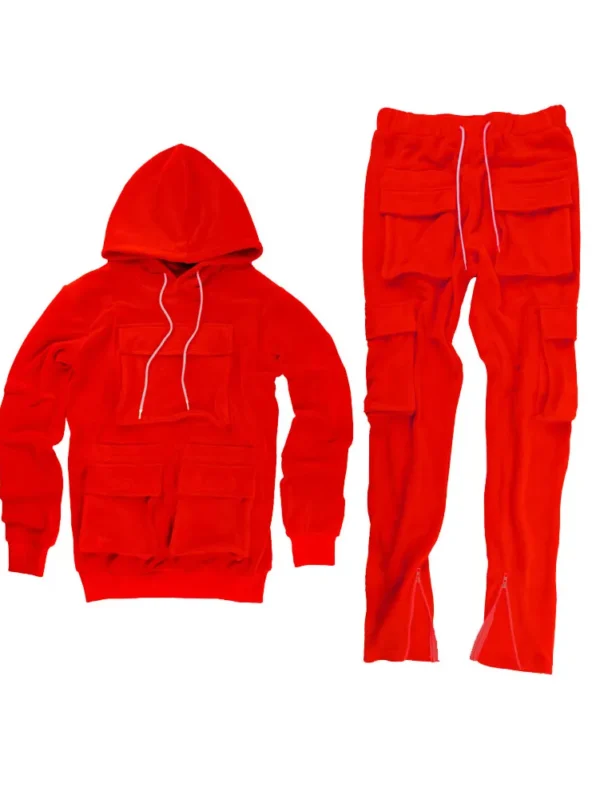 Fall Winter Fleece Tracksuit with Pockets