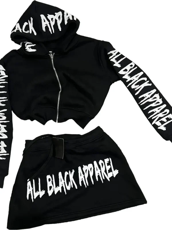 Fashionable Women’s Matching Hoodie and Skirt Set