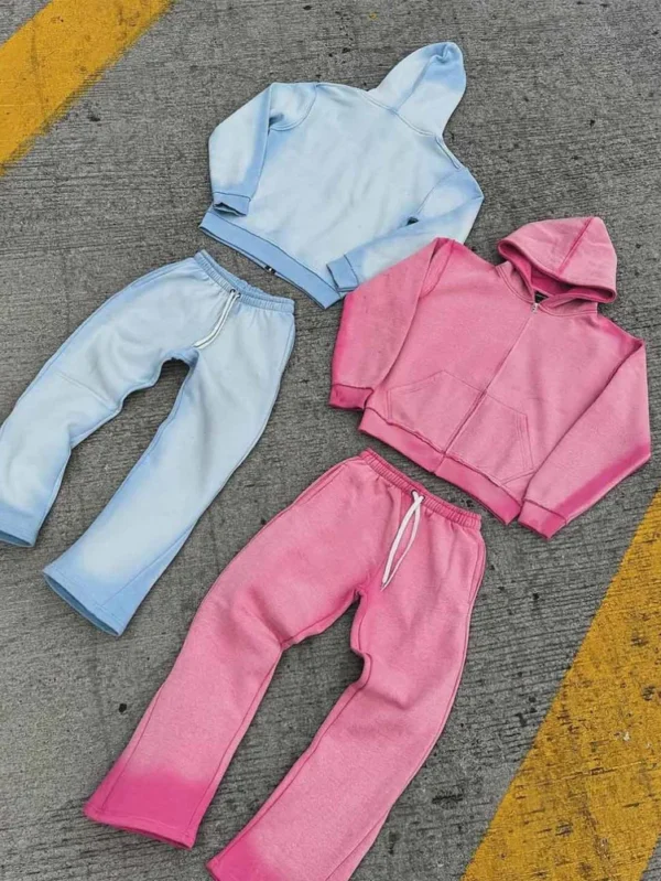 Hooded Sweatshirt and Flared Sweatpants Set