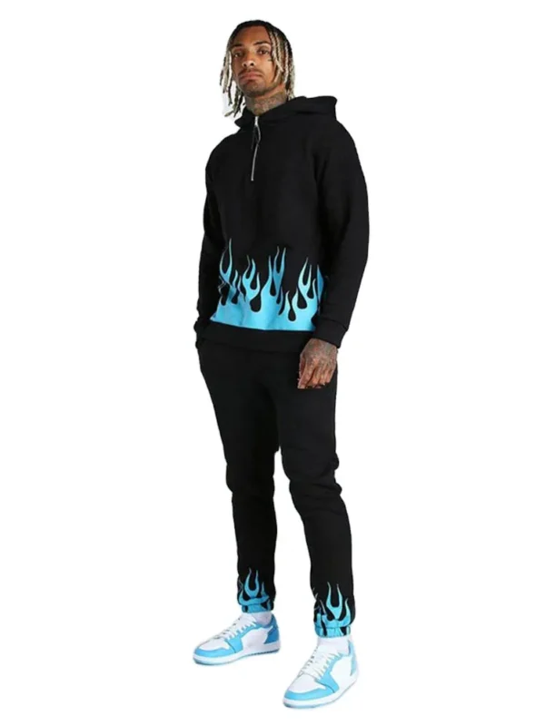 Men’s Sublimation Flame Print Jogger Tracksuit