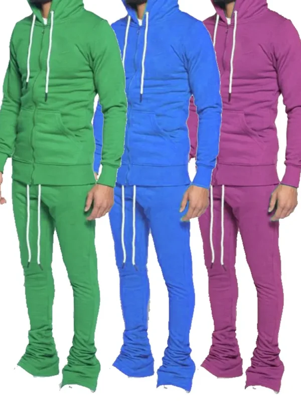 Men's Two-Piece Flared Sweatpants and Hoodie