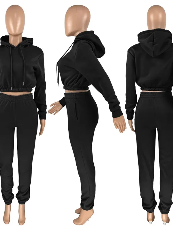 New Arrival Solid Activewear Crop Top Set