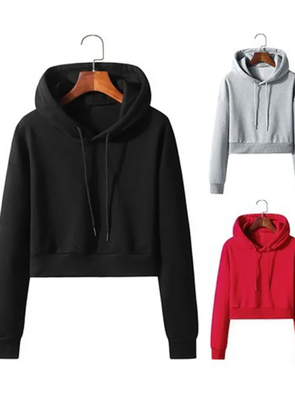 Premium Black Crop Top Hoodie for Women