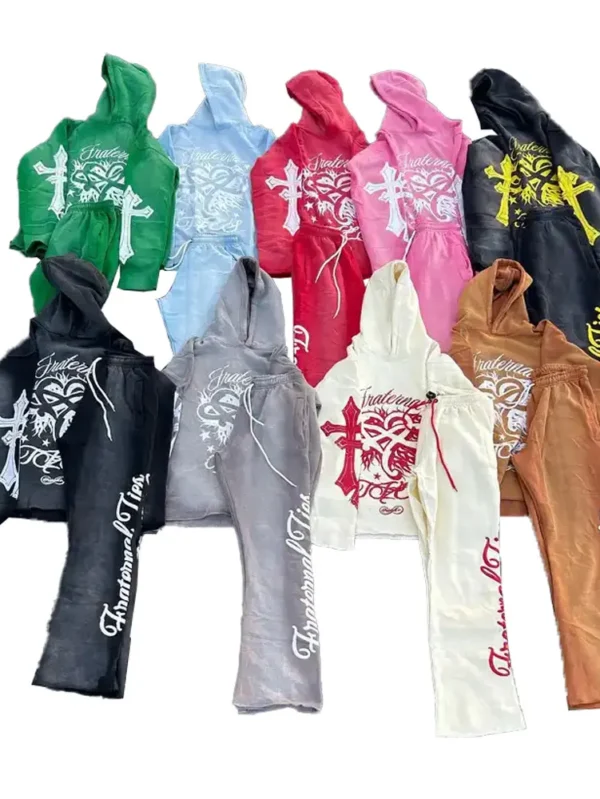 Sun-Faded Digital Print Streetwear Tracksuit