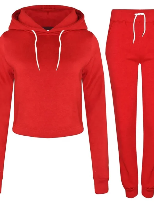 Trendy Cropped Top Hoodie Women Tracksuit Set