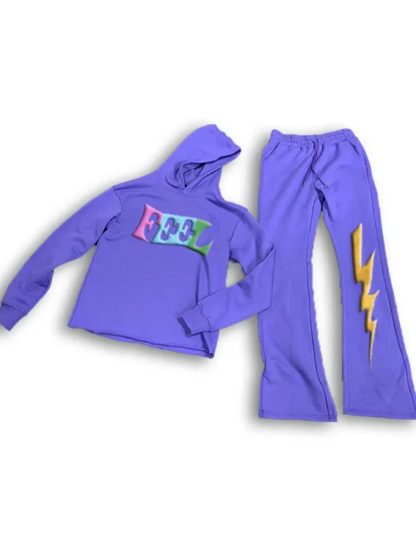 Unisex Raw Hem Hoodie with Joggers Set