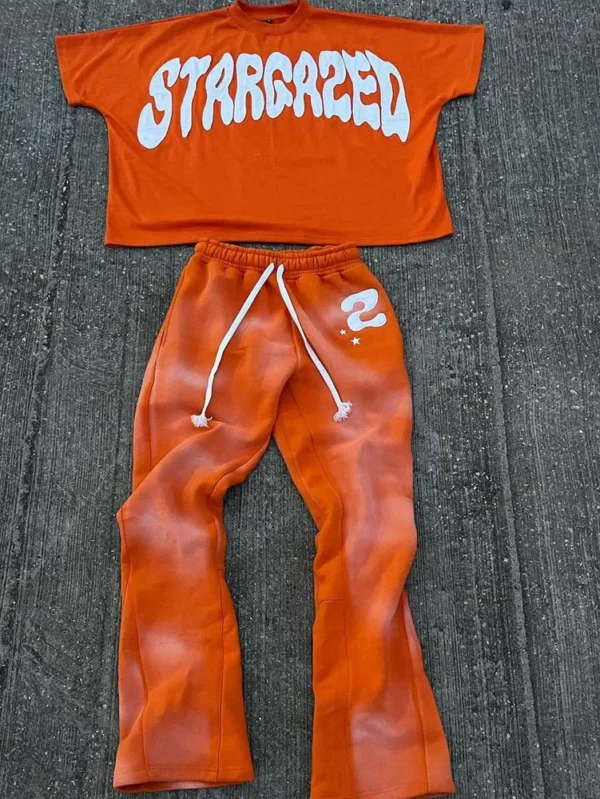 Short Sleeve Cropped Tracksuit Set