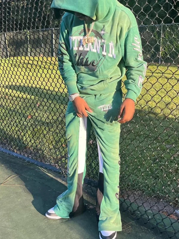 Custom Acid Wash Tracksuit with Embroidery