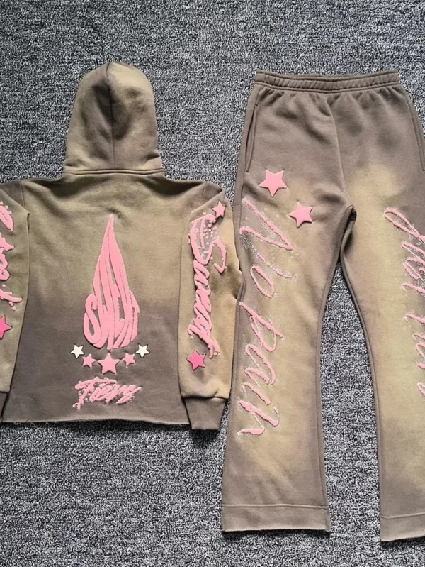Vintage Flared Hoodie and Sweatpants Set