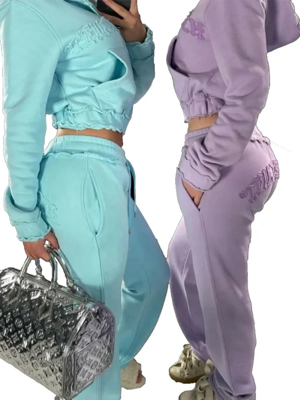 Women's Custom Distressed Tracksuit Set with Hoodie