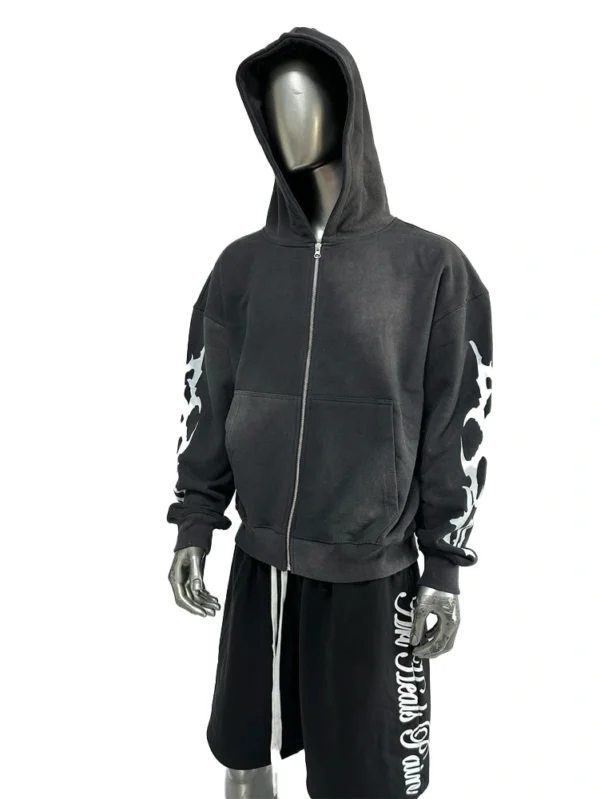 450 GSM Embroidery Screen Print Drop Shoulder Zip Hoodies