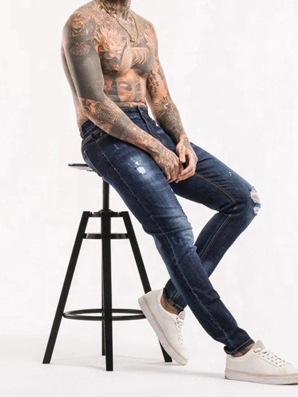 Affordable Customizable Destroyed Denim Jeans for Men Wholesale