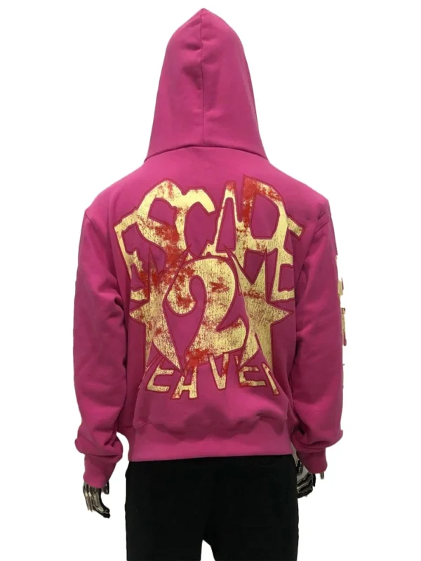 Breathable Oversized French Terry Zip-Up Puff Print Hoodie