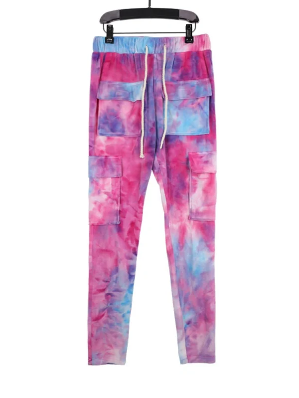 Breathable Plus Size Tie-Dye Polyester Cargo Trousers