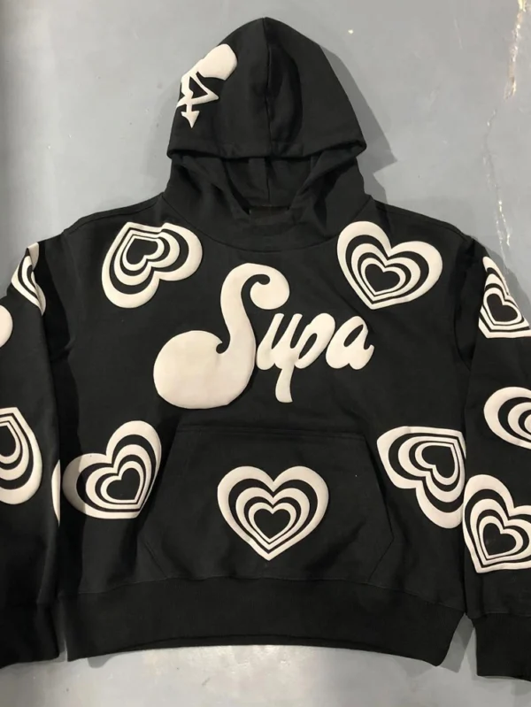 Custom Embossing Print Logo Vintage Streetwear Terry Hoodie