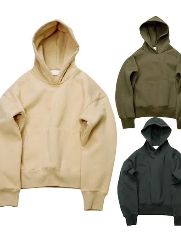 Custom Heavyweight Cotton Black Cropped Raw Hem Hoodies