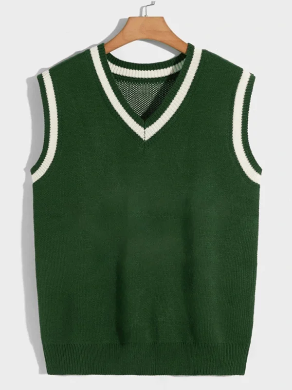 Custom Sleeveless Jacquard Sweater for Boys’ Preppy Style
