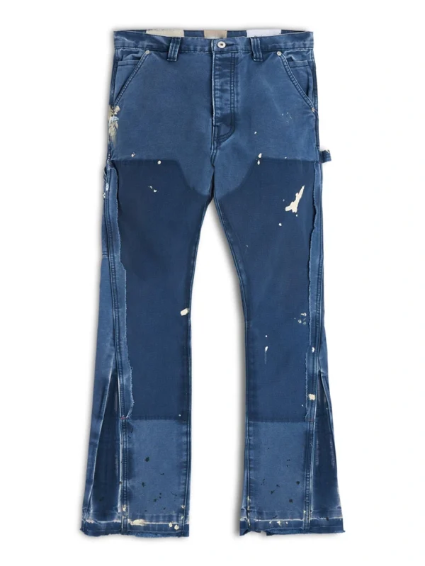 Custom Vintage Italian Ripped Flared Stacked Men's Denim Jeans