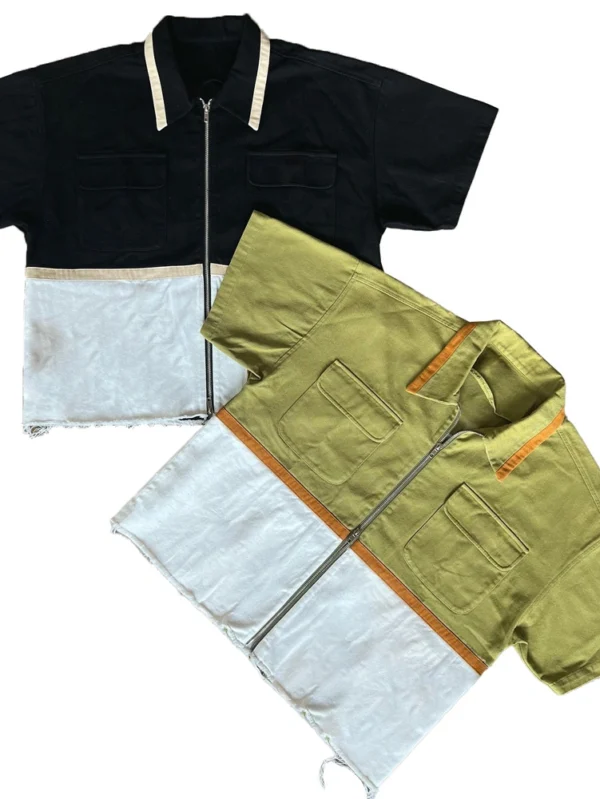 Distressed Vintage Cut and Sew Polo Shirt Style