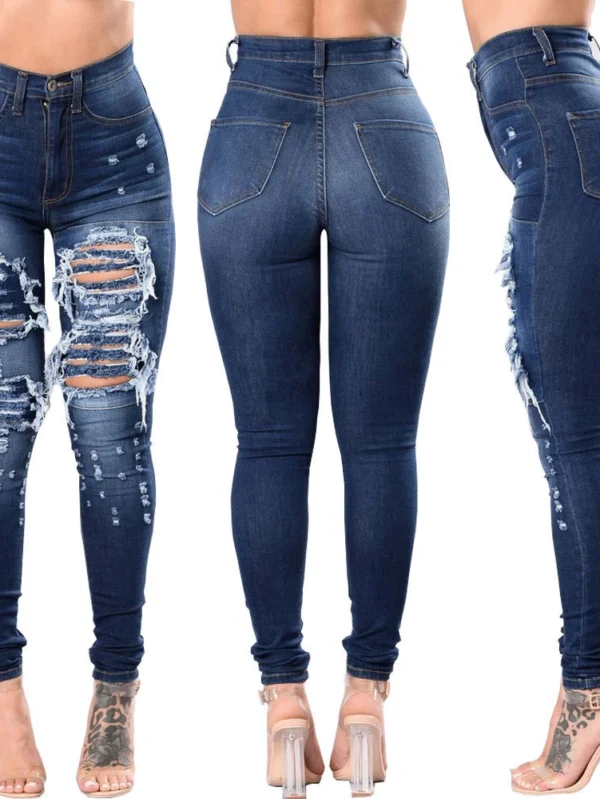 Fashionable Women’s Streetwear High Waist Denim Pants