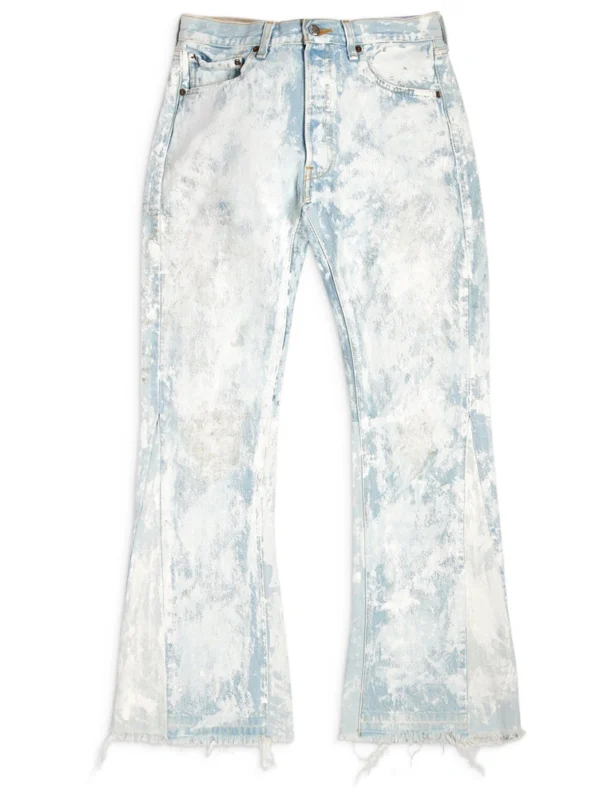 Flare Raw Stretch Denim Jeans with Cargo Pockets