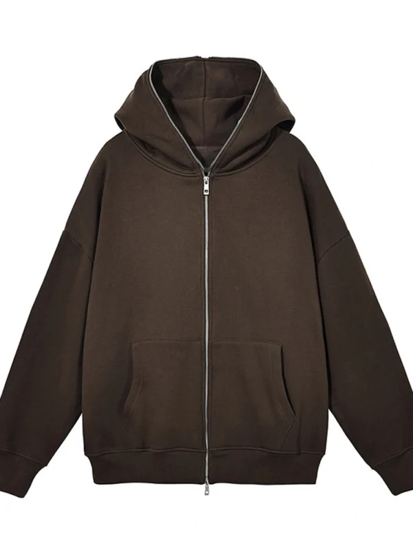 Full Face Zip Black Heavyweight Hoodies for Embroidery
