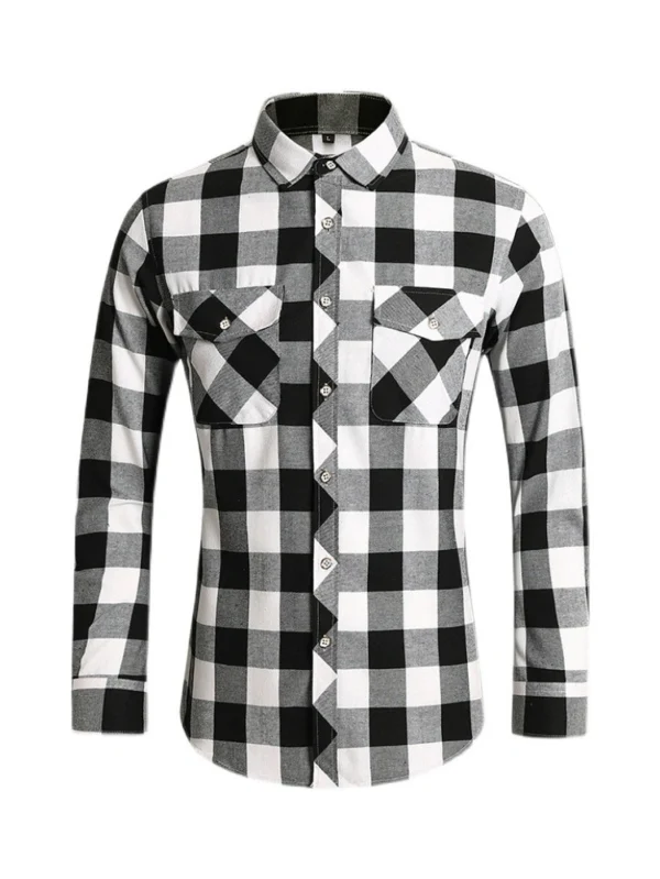 Men's Casual Plaid Long Sleeve Shirt for Winter