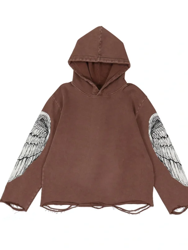 Men's Distressed Cropped Hoodie with Custom Logo Feature