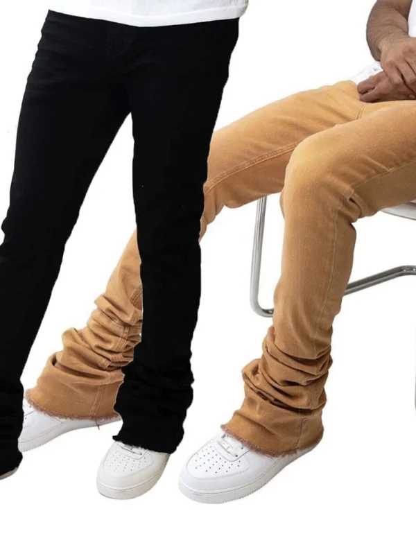 Raw Hem Men’s Stacked Flare Skinny Jeans Collection