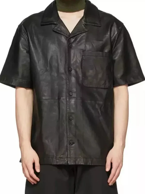 Stylish Outdoor Short Sleeve Leather Shirt for Men