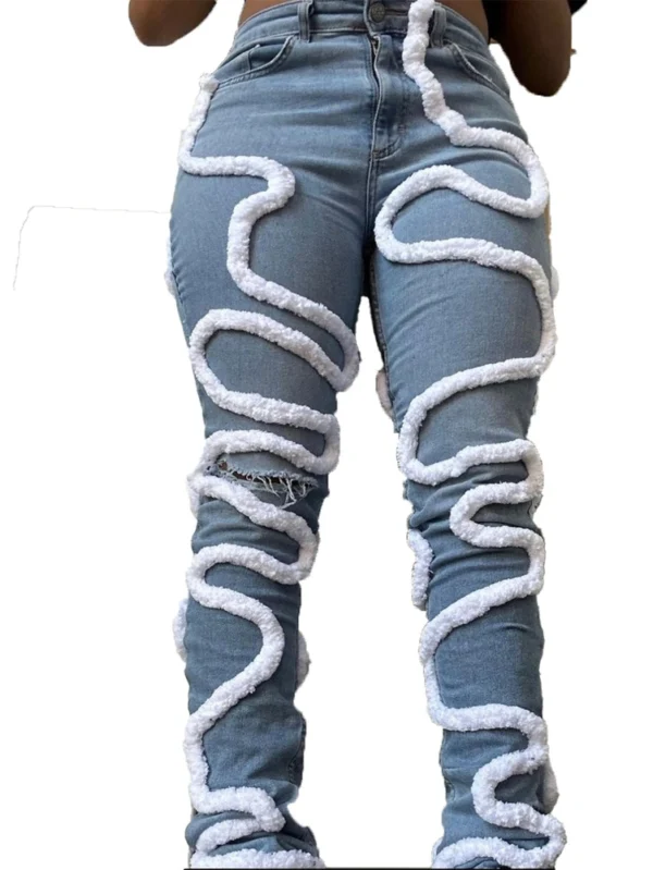 Stylish Washed Flare Distressed Jeans for Women