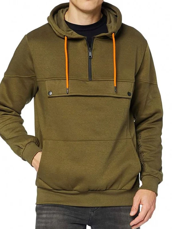 Stylish Zip Neckline Hoodie for Men’s Casual Wear