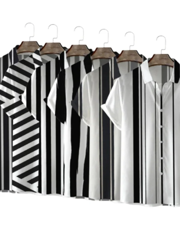 Trendy Men’s Short Sleeve Striped Casual Summer Shirt