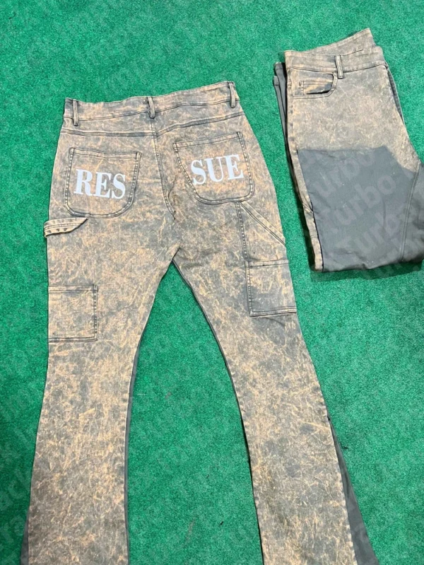 Vibrant Purple Paint Printed Jeans for Men’s Streetwear