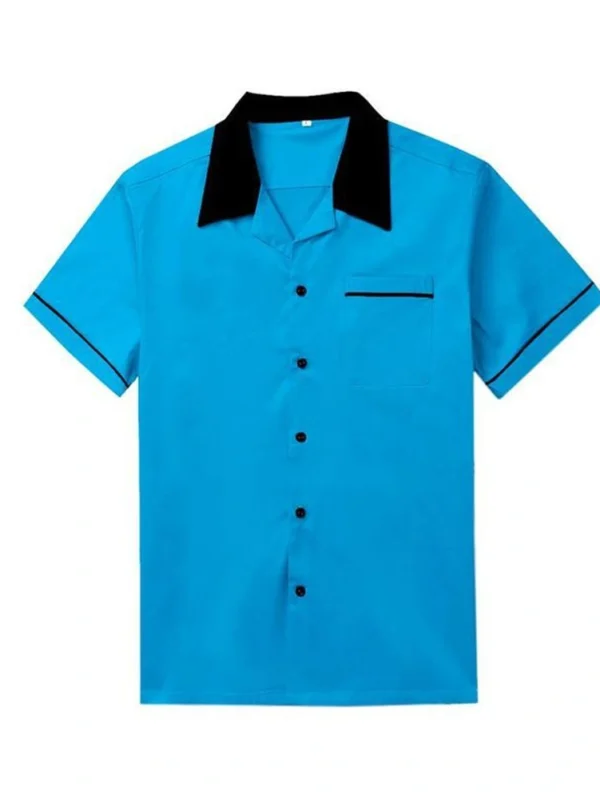 Vintage Short Sleeve Bowling Shirt for Men’s Style