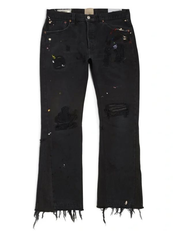 Wholesale Custom Ripped Stacked Jeans with Unique Prints